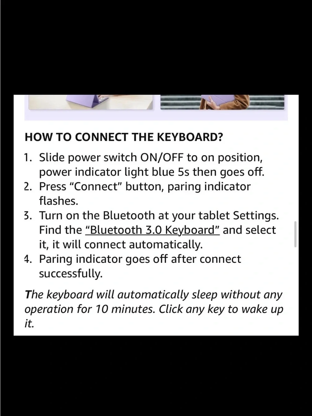 Bluetooth 3.0 Compact Illuminated Keyboard for iPad Purple/White